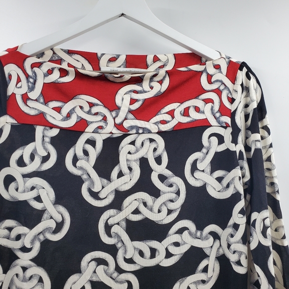 Diane Von Furstenberg RURI Chain Print Dress Silk Quarter Sleeves Cocktail Dress - Picture 3 of 10